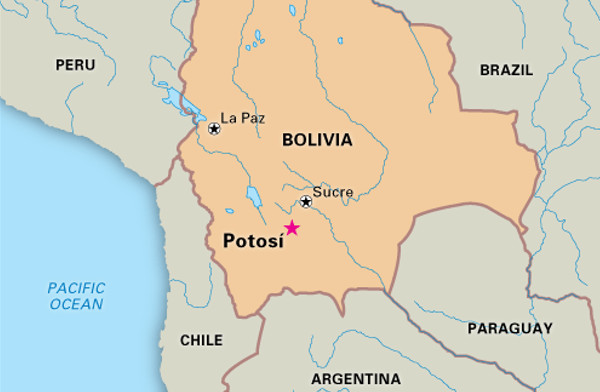 mappa della Bolivia, diocesi di Potosi
