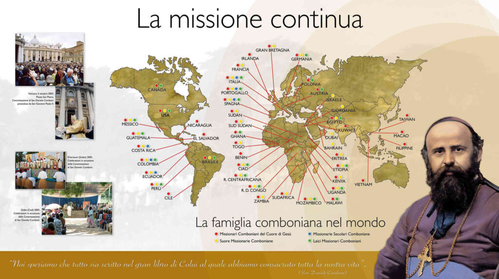 mappa missionari comboniani nel mondo