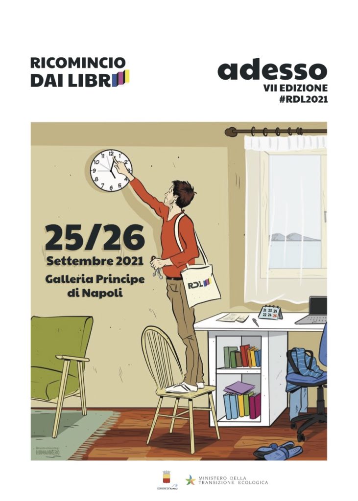 Manifesto della fiera di Napoli "Ricomincio dai libri".